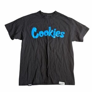 Cookies Logo T Shirt Mens Small Black Blue Graphic Streetwear Cotton